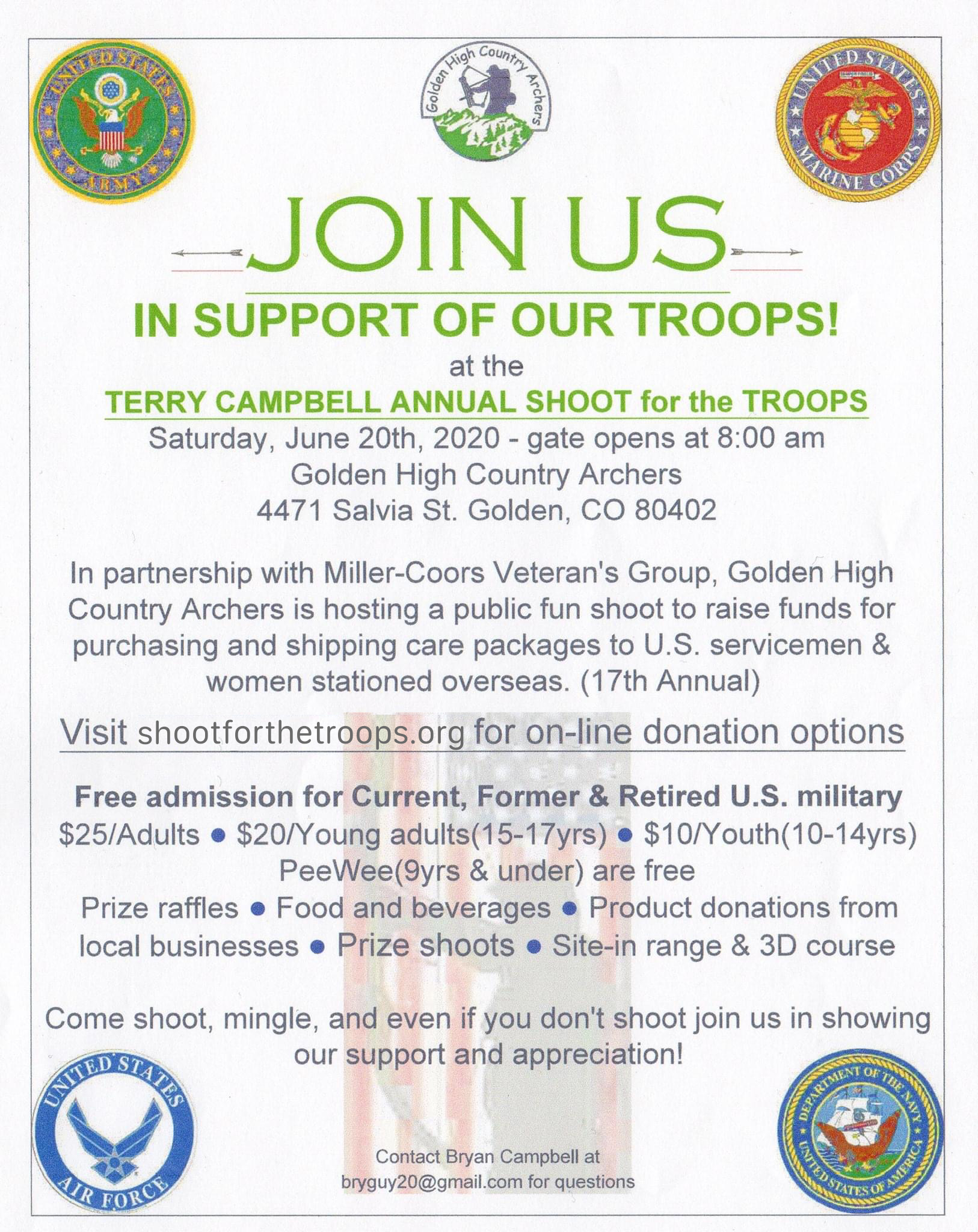 GHCA 2020 Terry Campbell Shoot for the Troops flyer